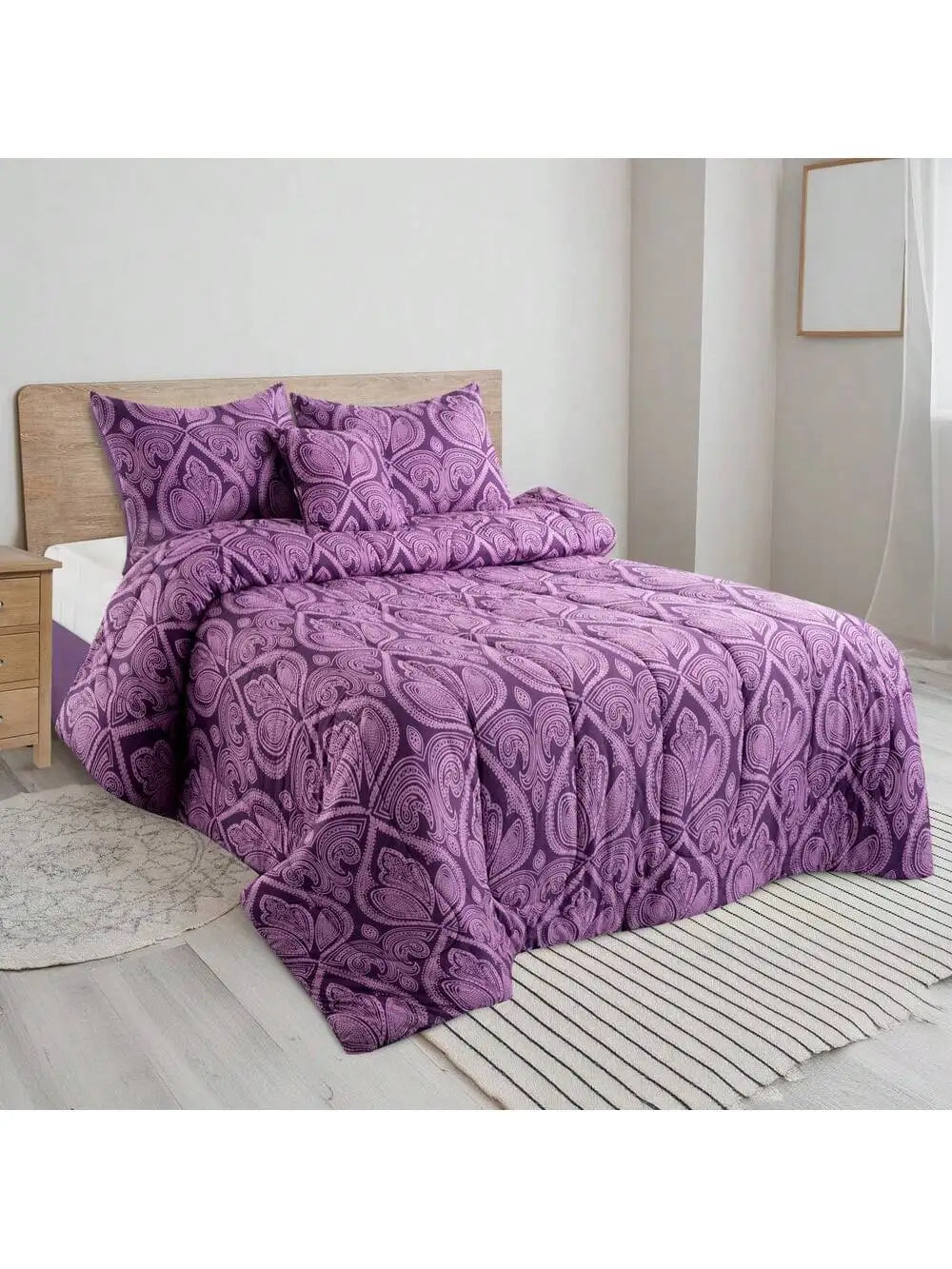 LUX Reversible 5pc Comforter Set, Microfiber Bed in a Bag, Includes 1 Comforter, 2 Pillow Shams