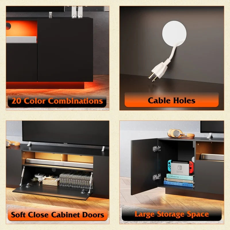 TV Stand for 65 Inch TV Entertainment Center with Storage Cabinet Modern TV Console