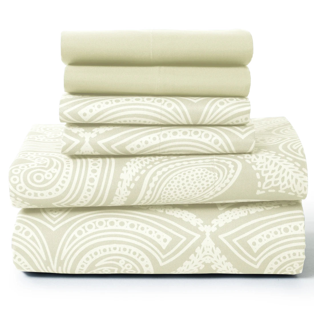 Paisley  – 6 Piece Ultra-Soft Microfiber Bed Sheets 16 Inches Deep Pocket Fitted Sheet