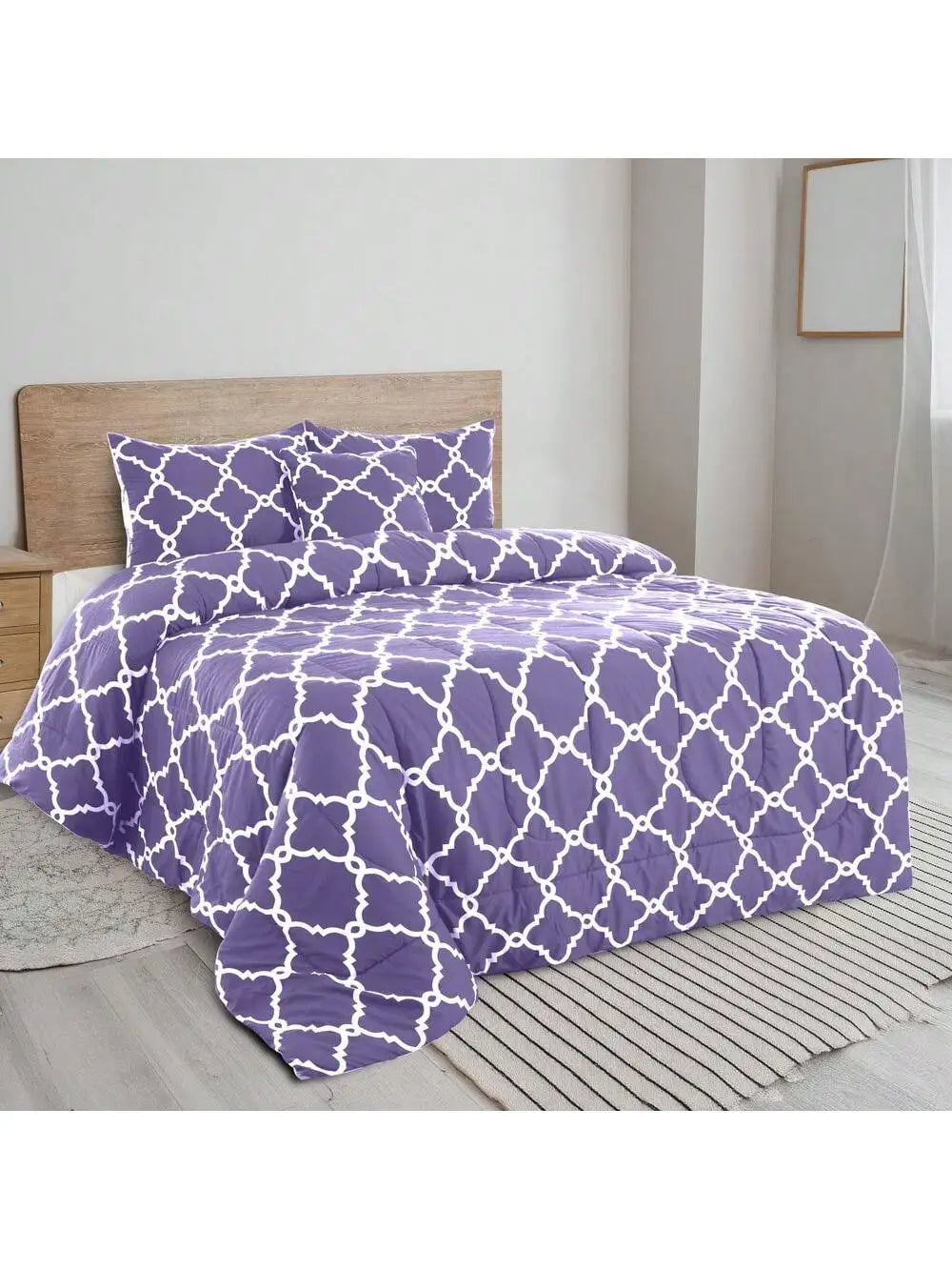 LUX Reversible 5pc Comforter Set, Microfiber Bed in a Bag, Includes 1 Comforter, 2 Pillow Shams