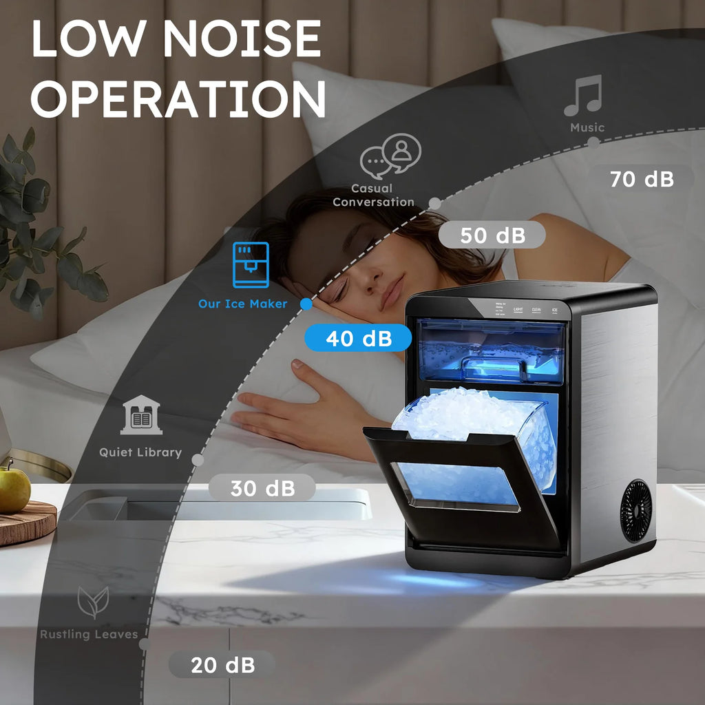 Nugget Ice Maker Countertop  Self-Cleaning Chewable Pellet Ice Machine