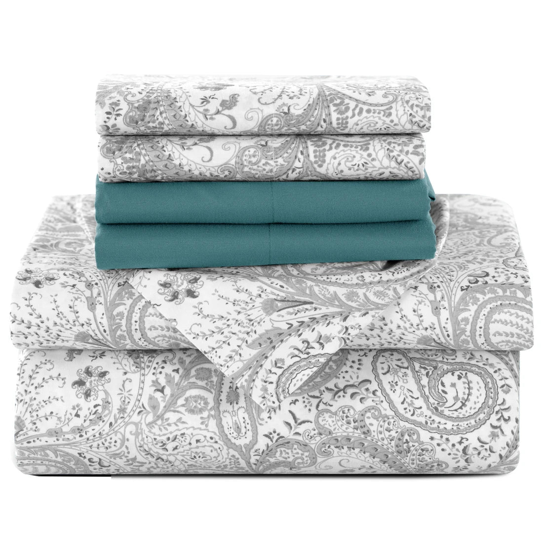 Paisley  – 6 Piece Ultra-Soft Microfiber Bed Sheets 16 Inches Deep Pocket Fitted Sheet