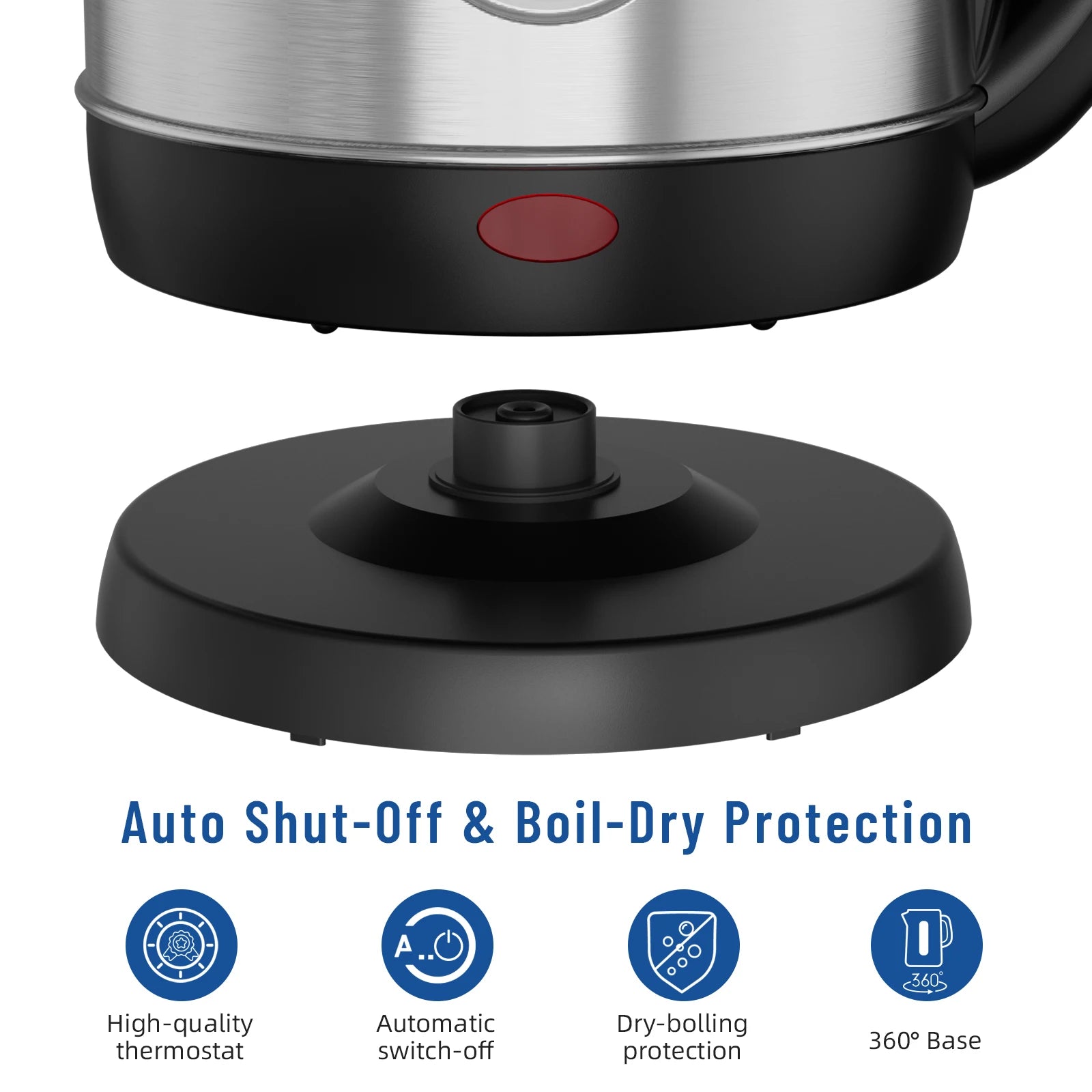 Stainless Steel Electric Kettle, 1.8 Liter Tea Kettle  Fast Boil with LED Light, Auto Shut-Off