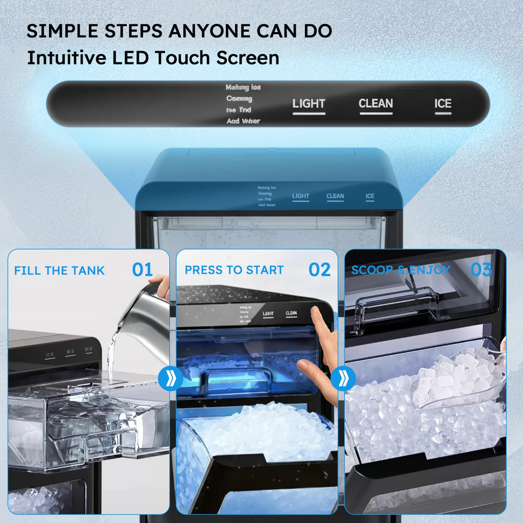 Nugget Ice Maker Countertop  Self-Cleaning Chewable Pellet Ice Machine