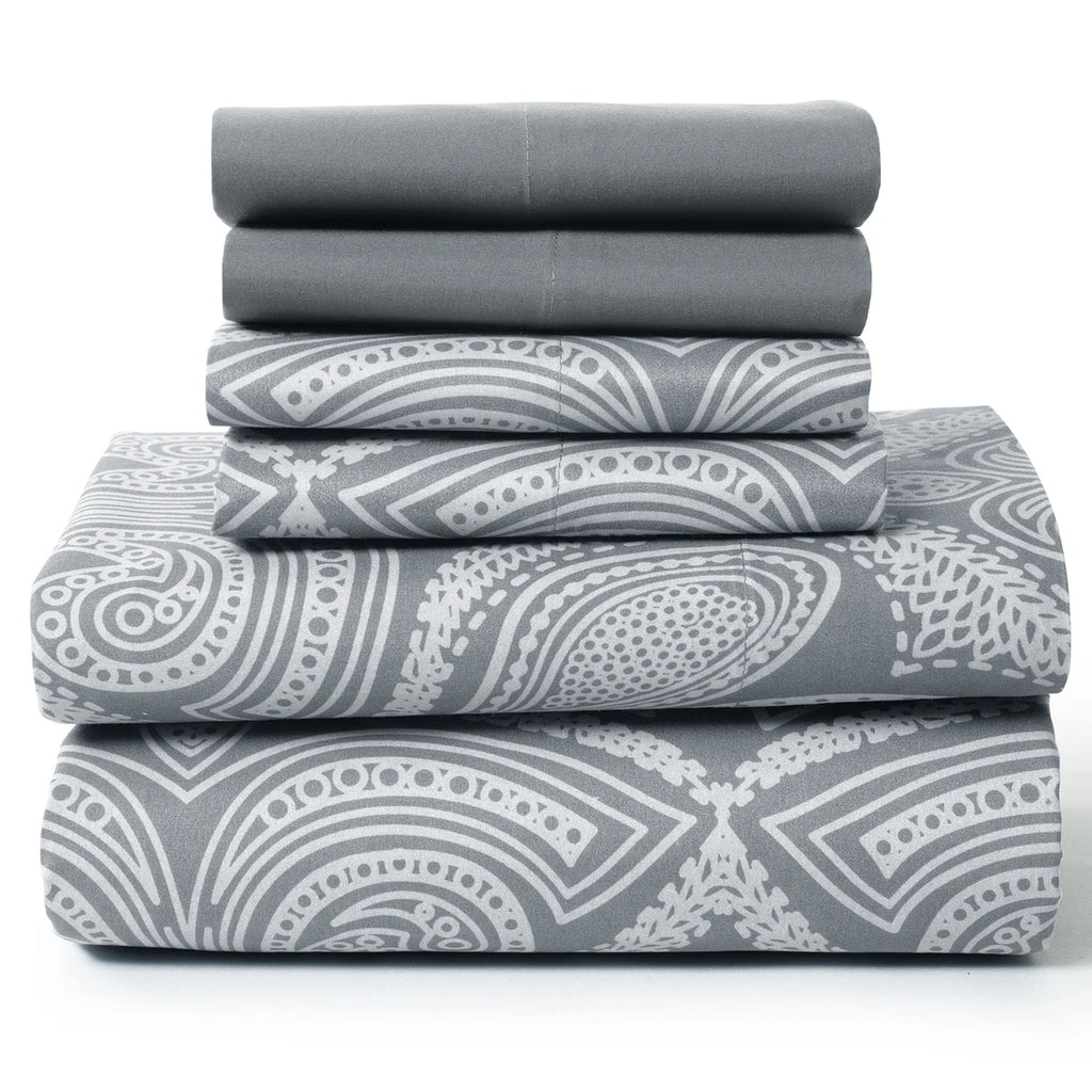 Paisley  – 6 Piece Ultra-Soft Microfiber Bed Sheets 16 Inches Deep Pocket Fitted Sheet