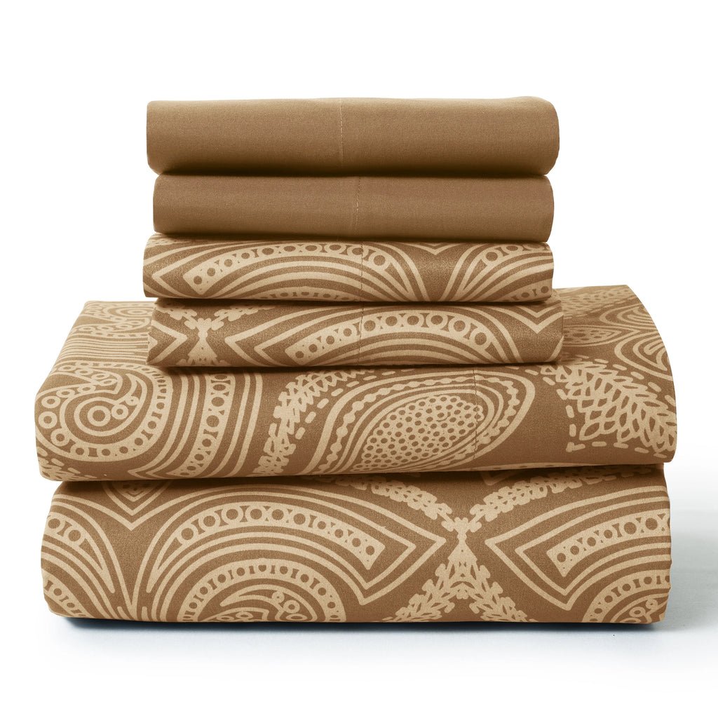 Paisley  – 6 Piece Ultra-Soft Microfiber Bed Sheets 16 Inches Deep Pocket Fitted Sheet