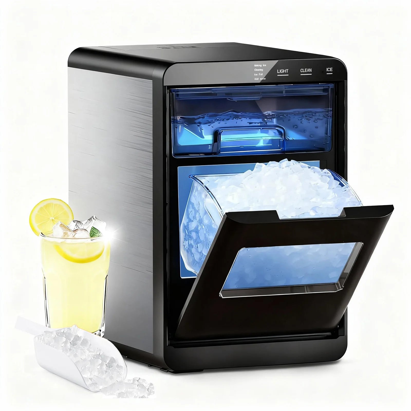 Nugget Ice Maker Countertop  Self-Cleaning Chewable Pellet Ice Machine
