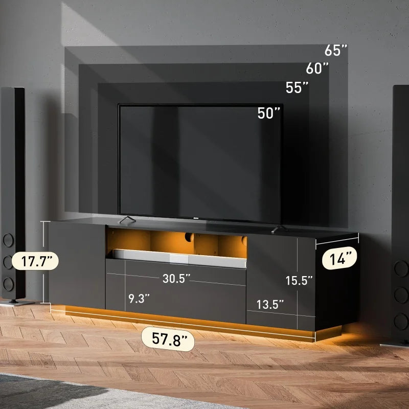 TV Stand for 65 Inch TV Entertainment Center with Storage Cabinet Modern TV Console