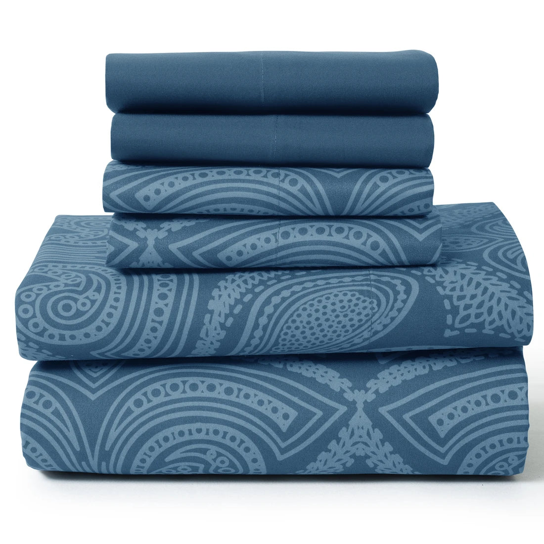 Paisley  – 6 Piece Ultra-Soft Microfiber Bed Sheets 16 Inches Deep Pocket Fitted Sheet