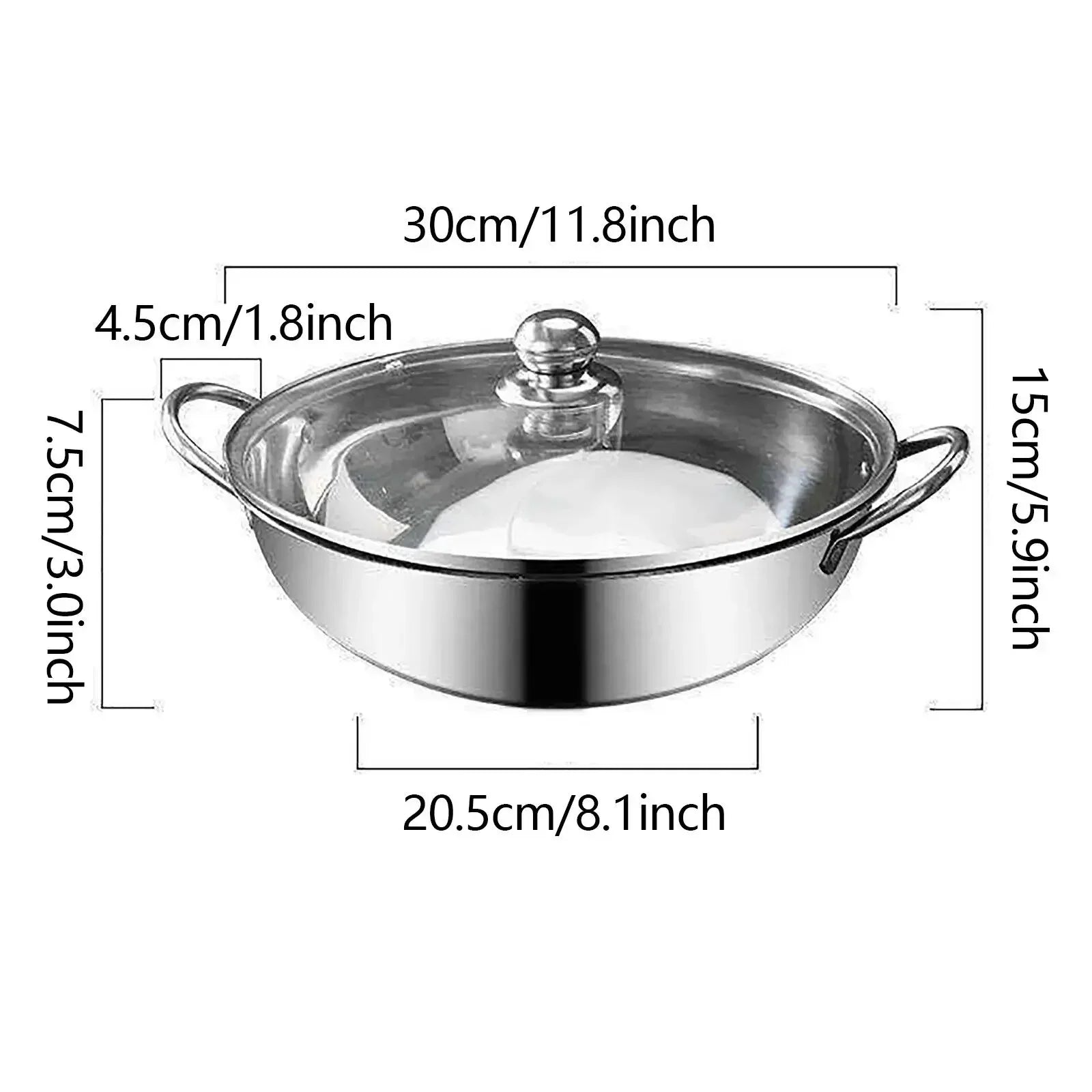12" Stainless Steel Pot Shabu Cooker