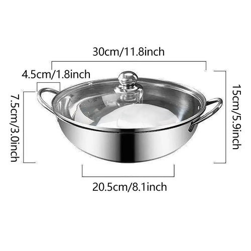 12" Stainless Steel Pot Shabu Cooker