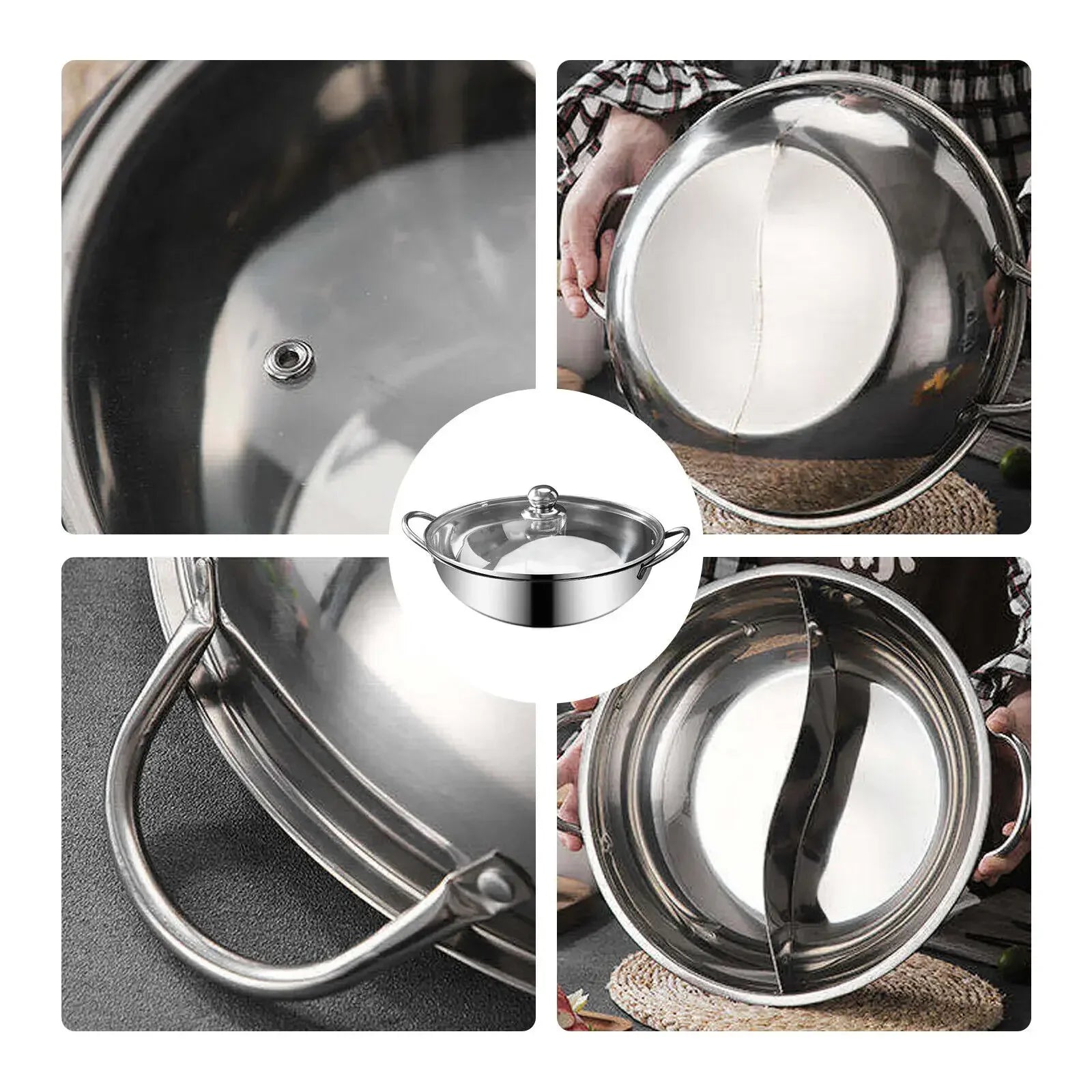 12" Stainless Steel Pot Shabu Cooker