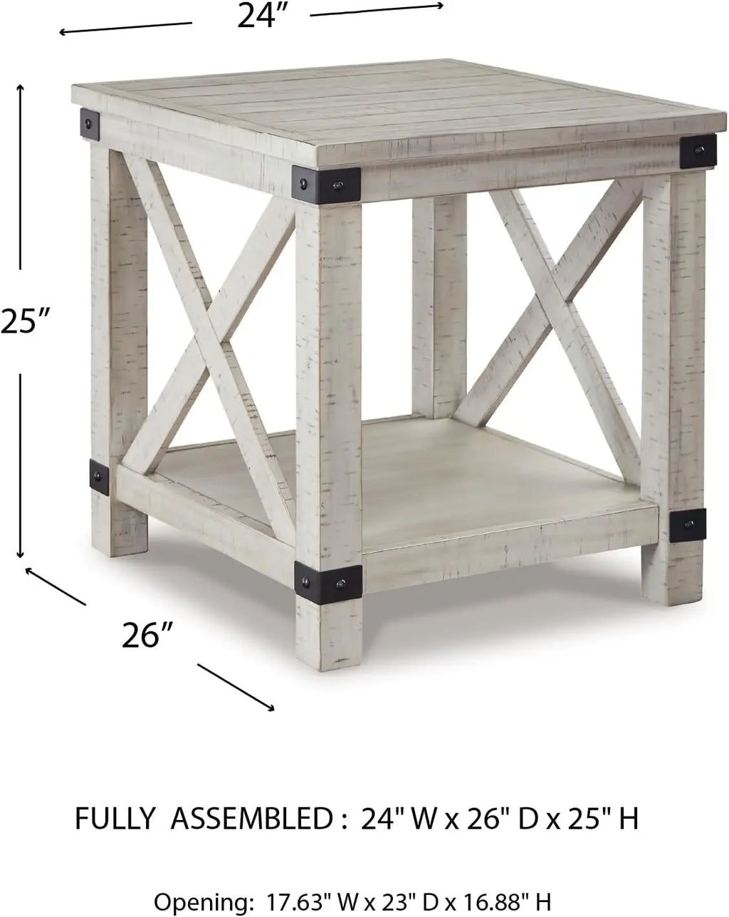 Carynhurst Rustic Farmhouse End Table, Whitewash