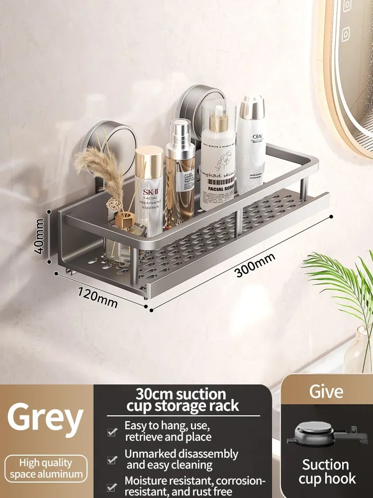 No Drill Suction Cup Bathroom Shelf Organizer
