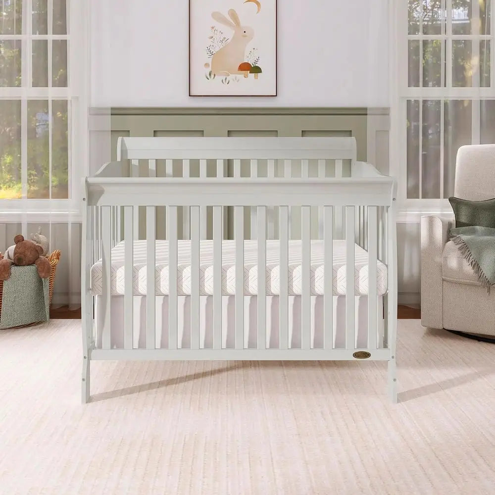 4-in-1 Convertible Crib with 4 Mattress Height Options, Greenguard Gold Certified, Non-Toxic Finish, Solid Pinewood Construction
