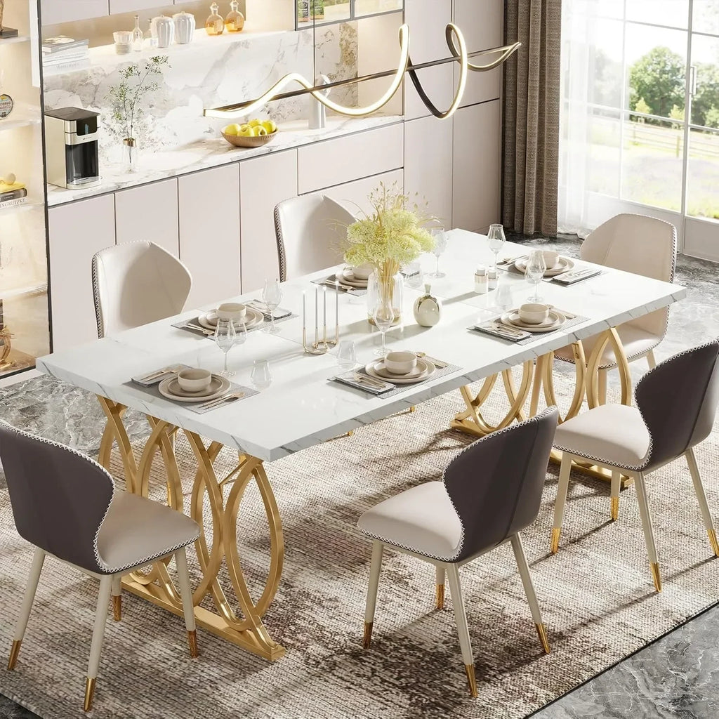 Modern Dining Table, 63"  Rectangular Dinner Table Kitchen & Dining Room Furniture