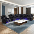 Power Recliner Sectional Sofa with LED Light for Living Room
