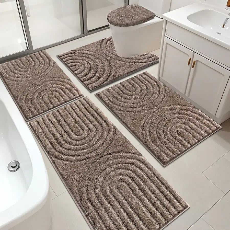 Bathroom Rugs Set 5 Piece, Plush Absorbent