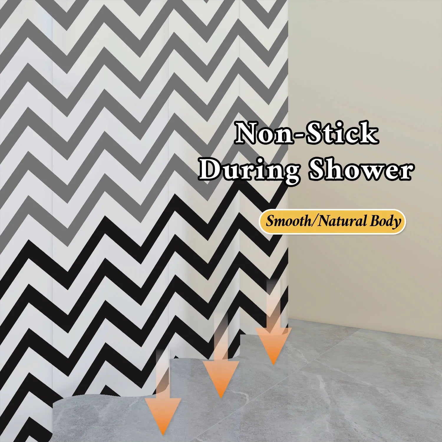 1pc Black White Wavy Stripe Artwork Geometric Shower Curtain Waterproof PEVA Modern Minimalist Bathroom Decor
