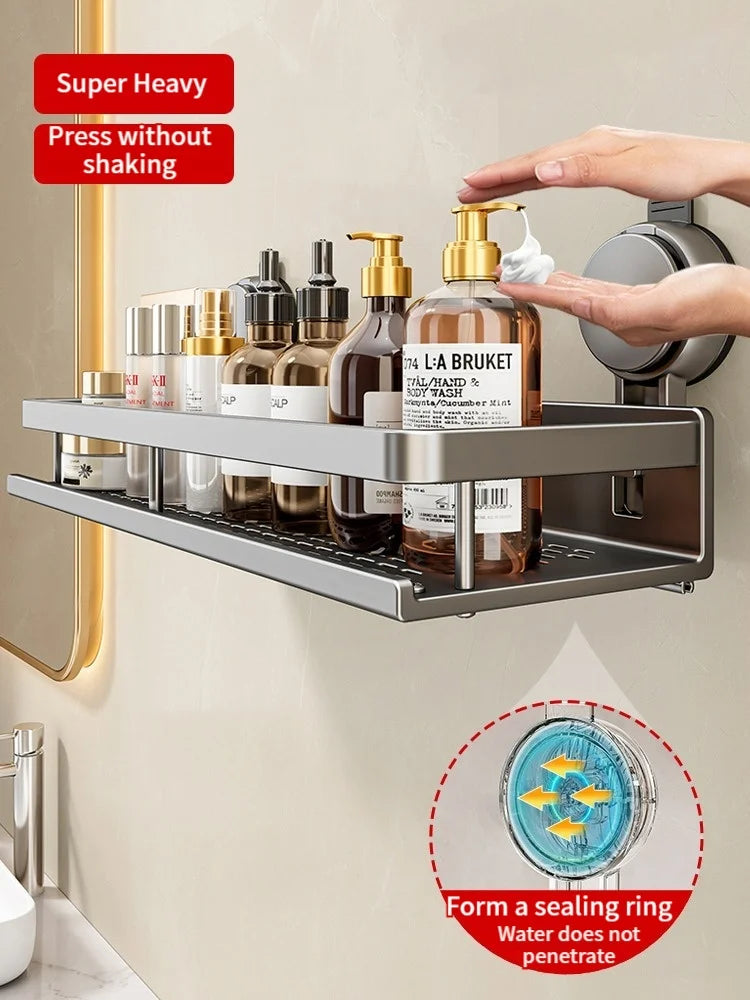 No Drill Suction Cup Bathroom Shelf Organizer
