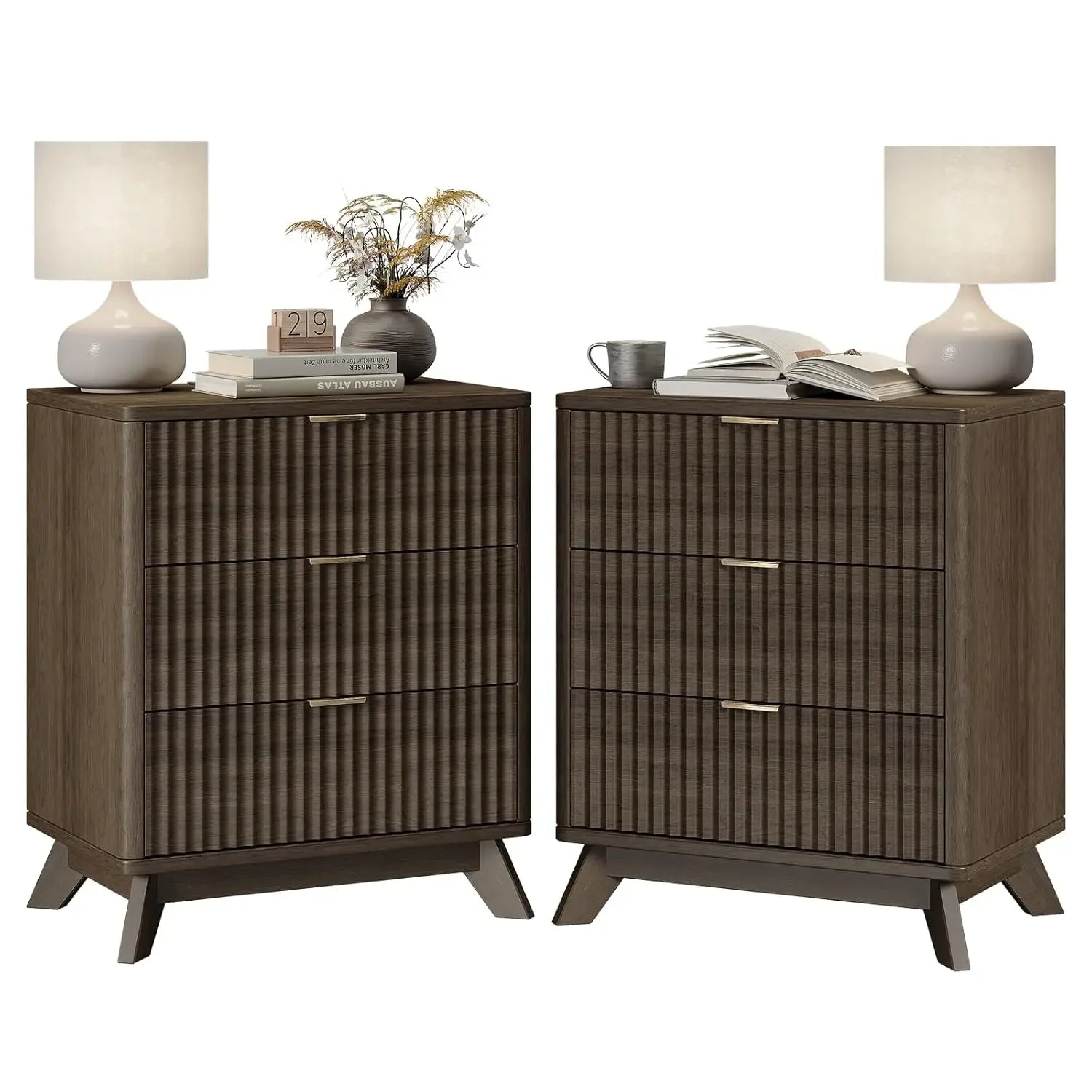 30" Tall Fluted NightStand Set of 2