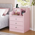 Nightstand with Charging Station & Storage Drawers,