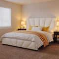 Velvet Headboard and LED Lights， Storage Headboard Platform Bed with Charging Station