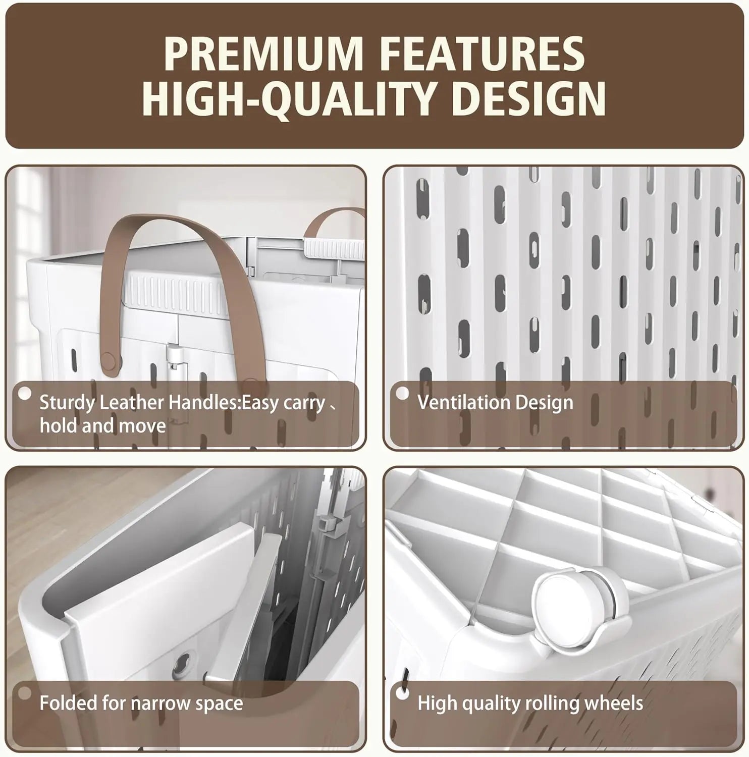 Collapsible Laundry Basket With Wheels and Handles