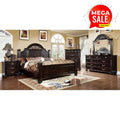 6-Piece Solid Wood Traditional Bedroom Set with Chest, Mirrored Dresser, 2 Nightstands, Requires Box Spring, Queen Size