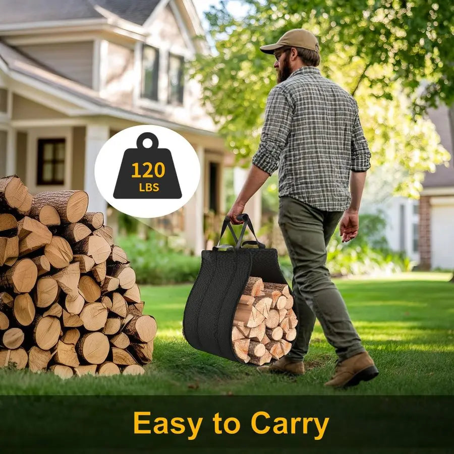 Firewood Rack Outdoor Indoor With Firewood Carrier