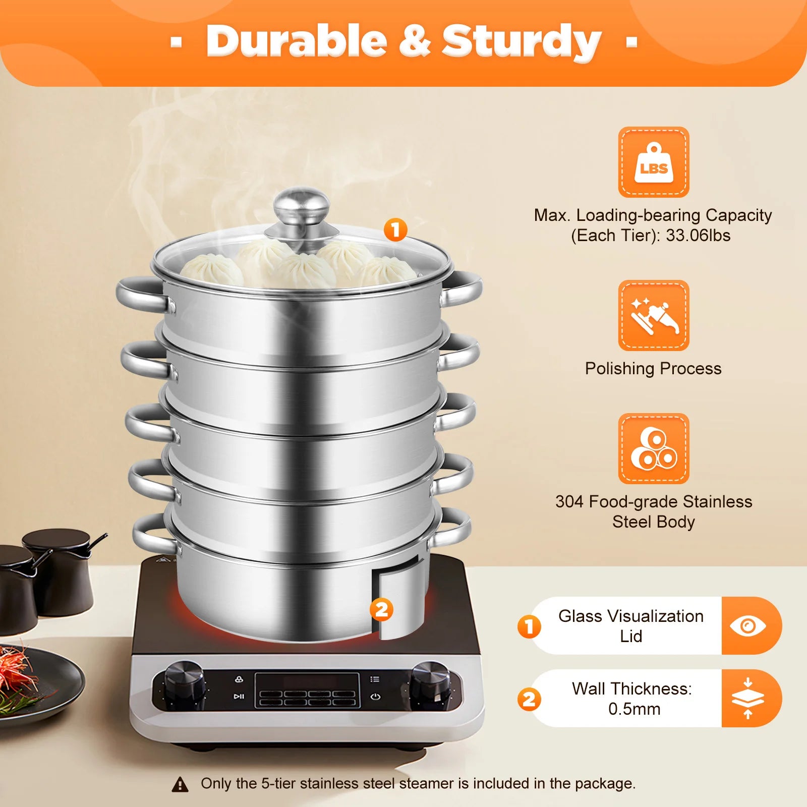 5-Layer Steam Cooker Stainless Steel