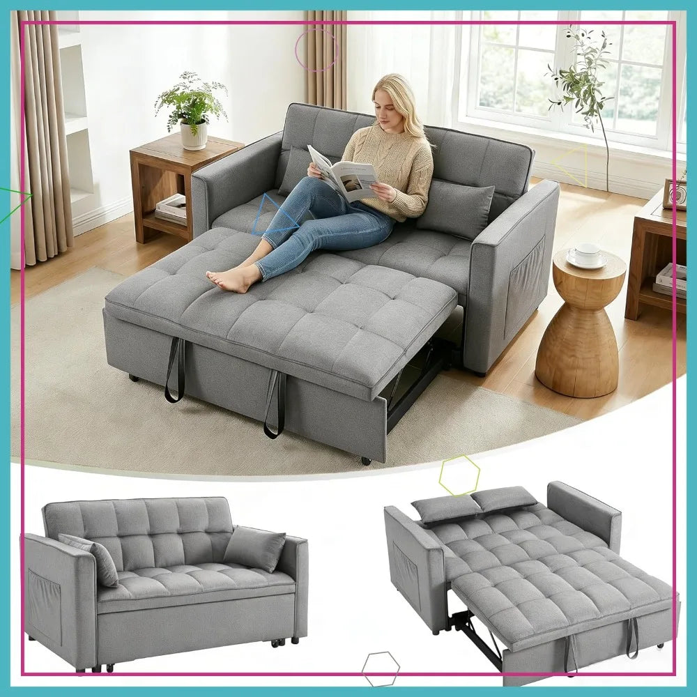 70" Velvet Sleeper Sofa Bed with Adjustable Back & Storage