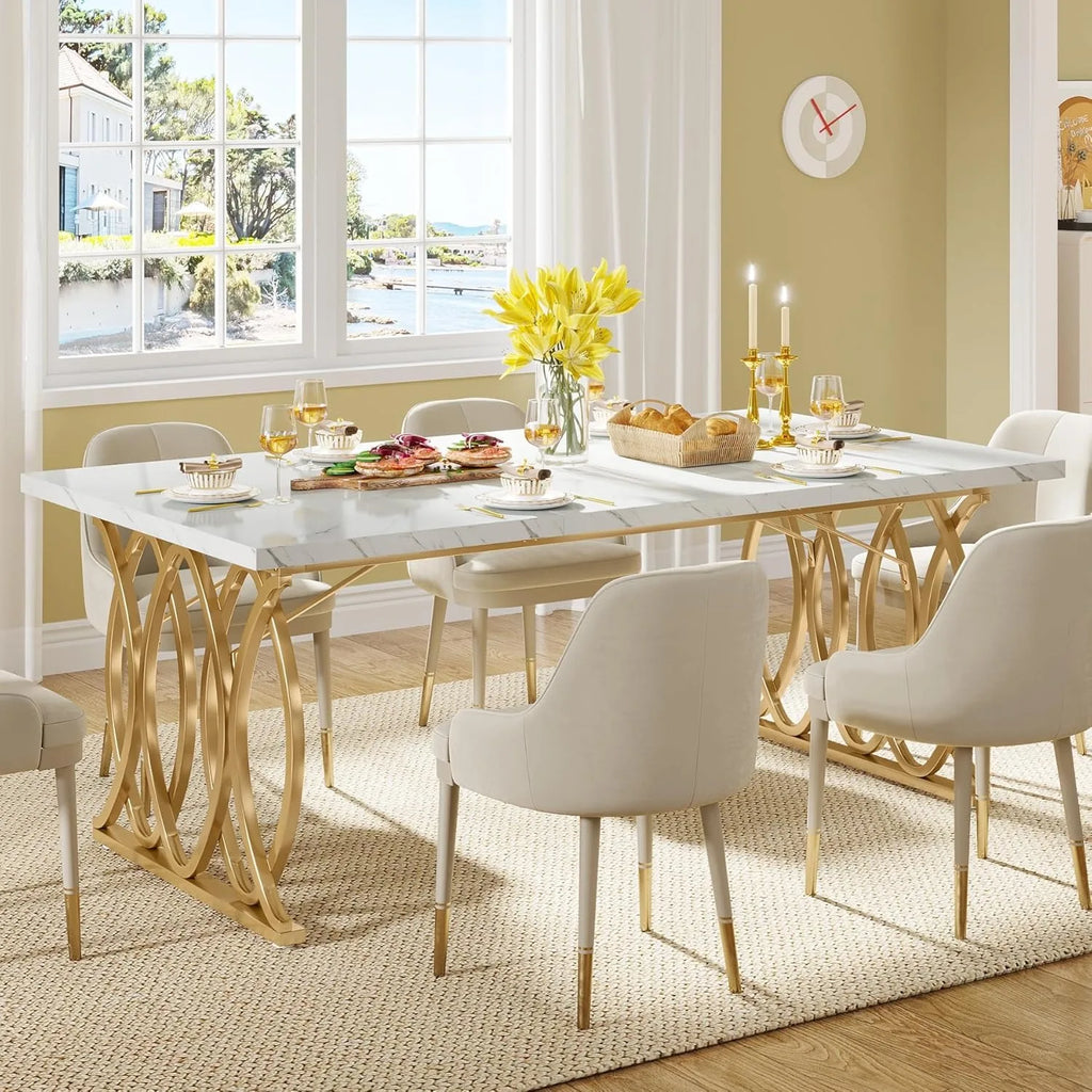 Modern Dining Table, 63"  Rectangular Dinner Table Kitchen & Dining Room Furniture
