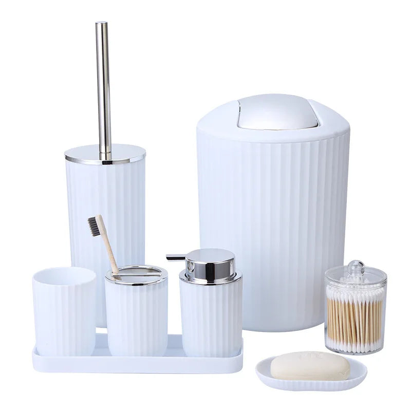 Black Plastic Bathroom Storage And Toiletry Set