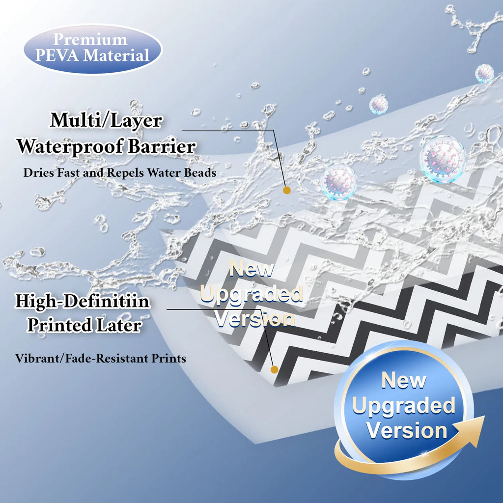 1pc Black White Wavy Stripe Artwork Geometric Shower Curtain Waterproof PEVA Modern Minimalist Bathroom Decor