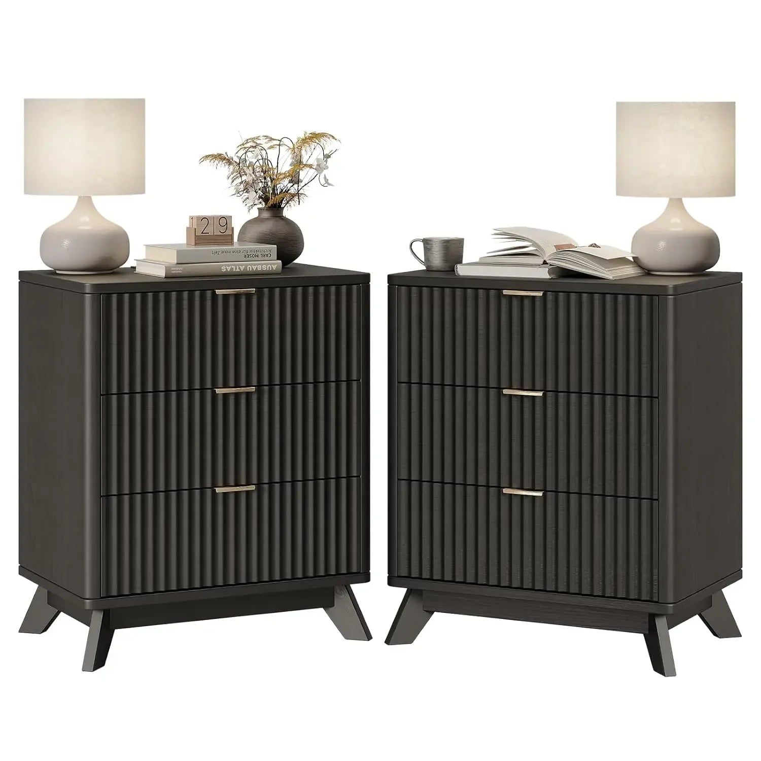 30" Tall Fluted NightStand Set of 2