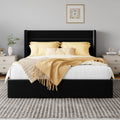 Lift Up Storage Bed with Wingback Headboard Large Underneath Storage