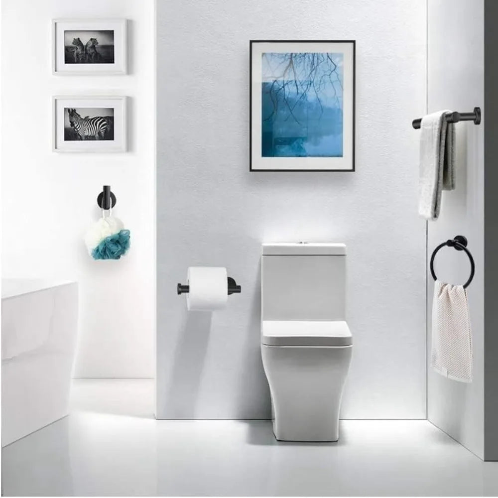 14 PCS Black Bathroom Accessories Set Bath Towel Bar Set Towel Rack Wall Mounted