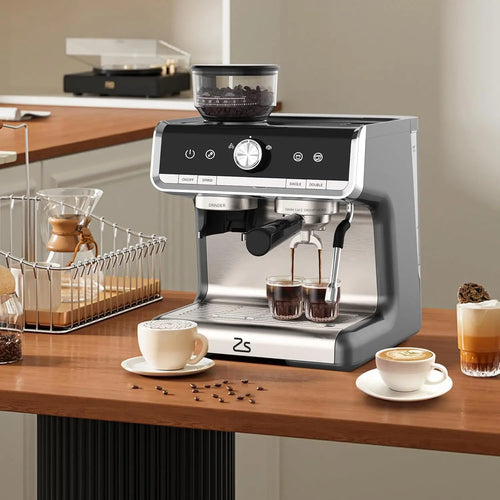 1450W Semi Automatic Espresso Maker with Grinder for Latte Cappuccino