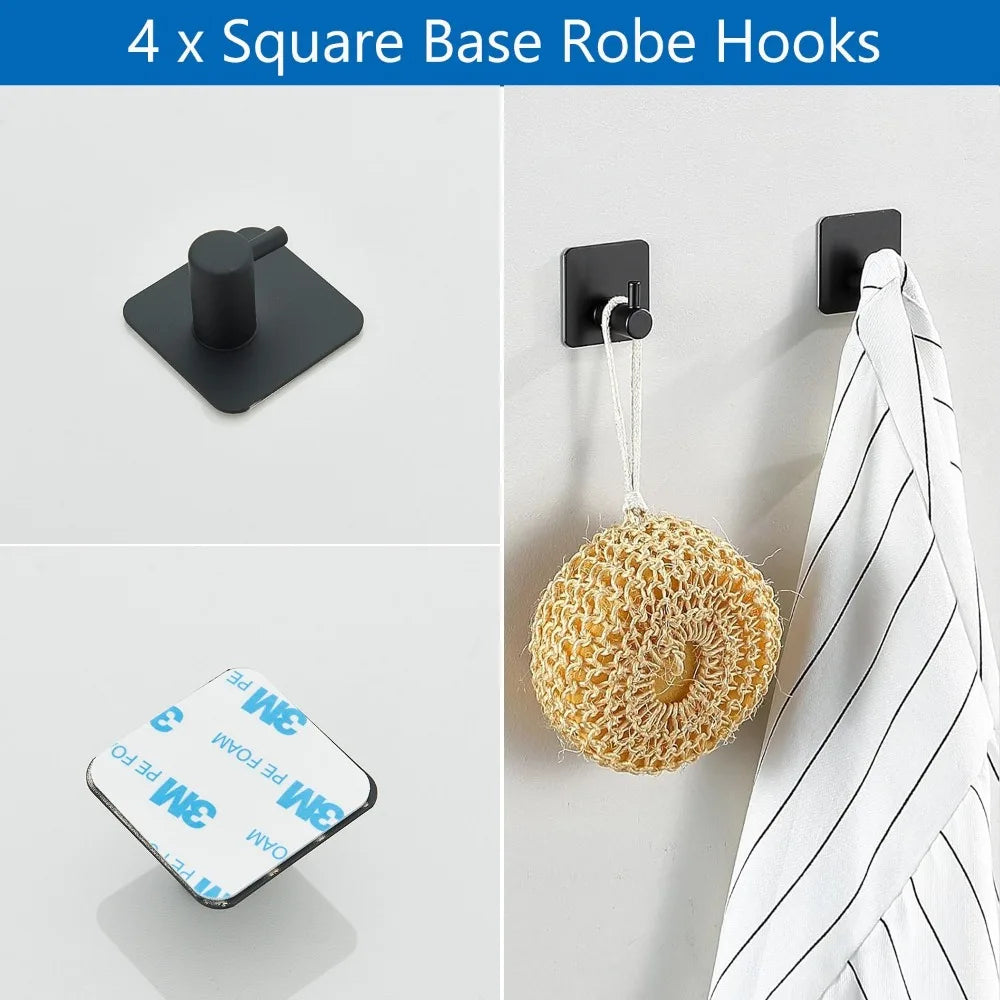 14 PCS Black Bathroom Accessories Set Bath Towel Bar Set Towel Rack Wall Mounted