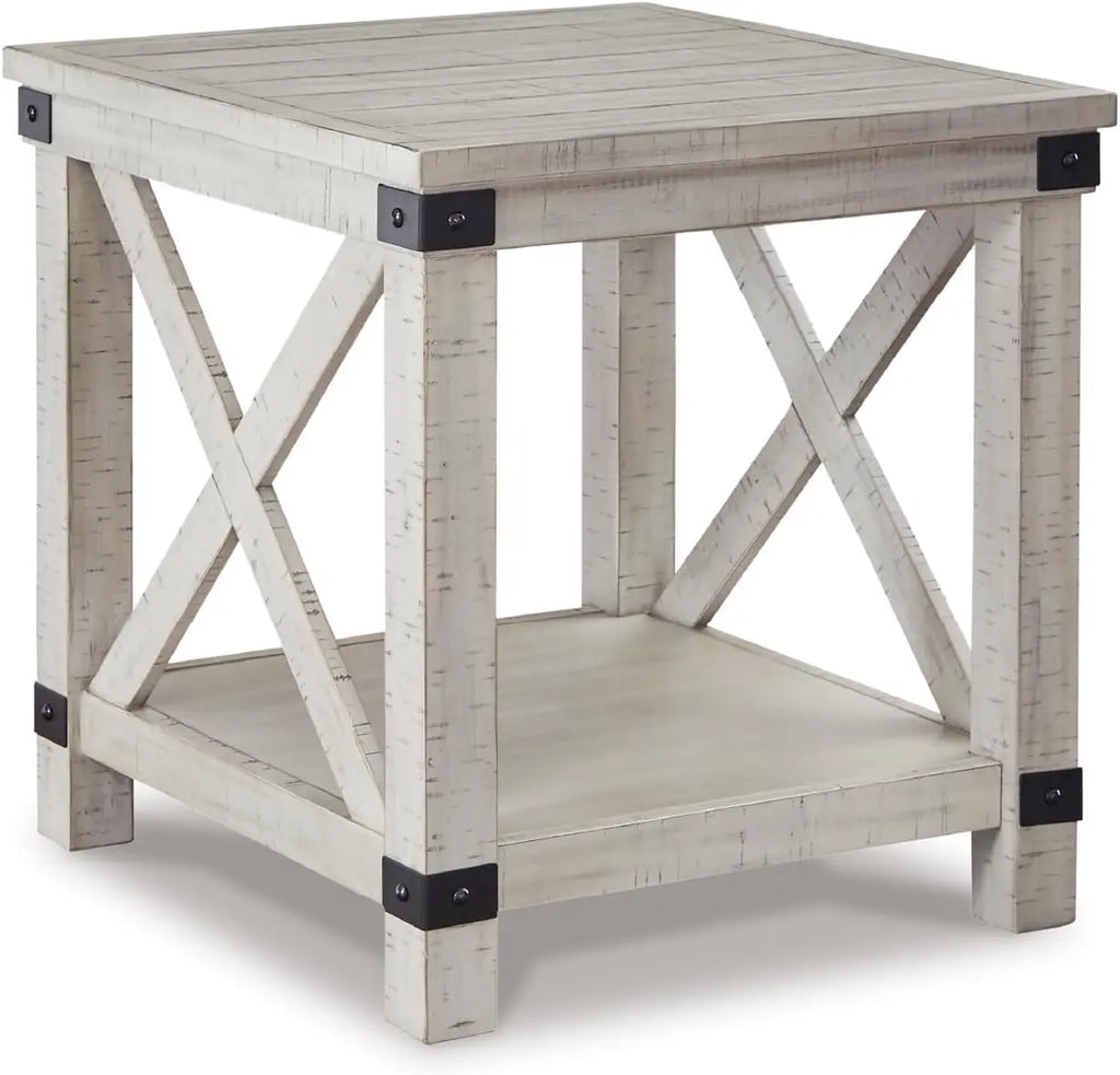 Carynhurst Rustic Farmhouse End Table, Whitewash