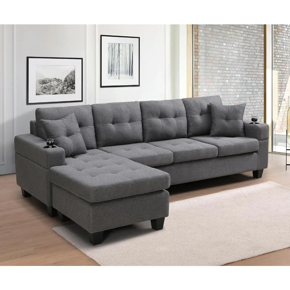 Sectional Sofa Couch,  Reversible Chaise Lounge