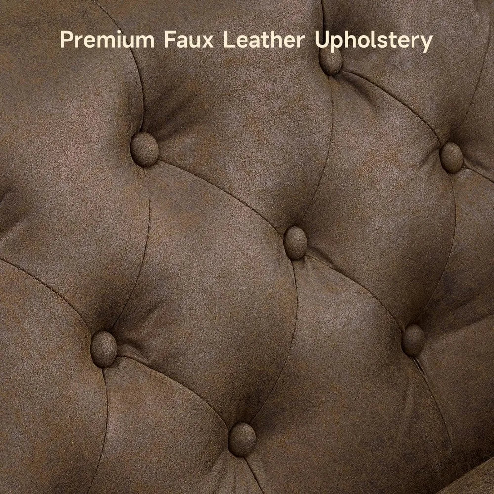 79'' Chesterfield Sofa, Faux Leather Button-Tufted Couch with Deep Seat