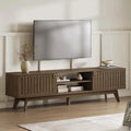 Modern TV Stand for 65/75/80 Inch TV,Long 70" TV Stand Entertainment Center with 2 Storage Cabinets,Fluted-Door Media TV Console