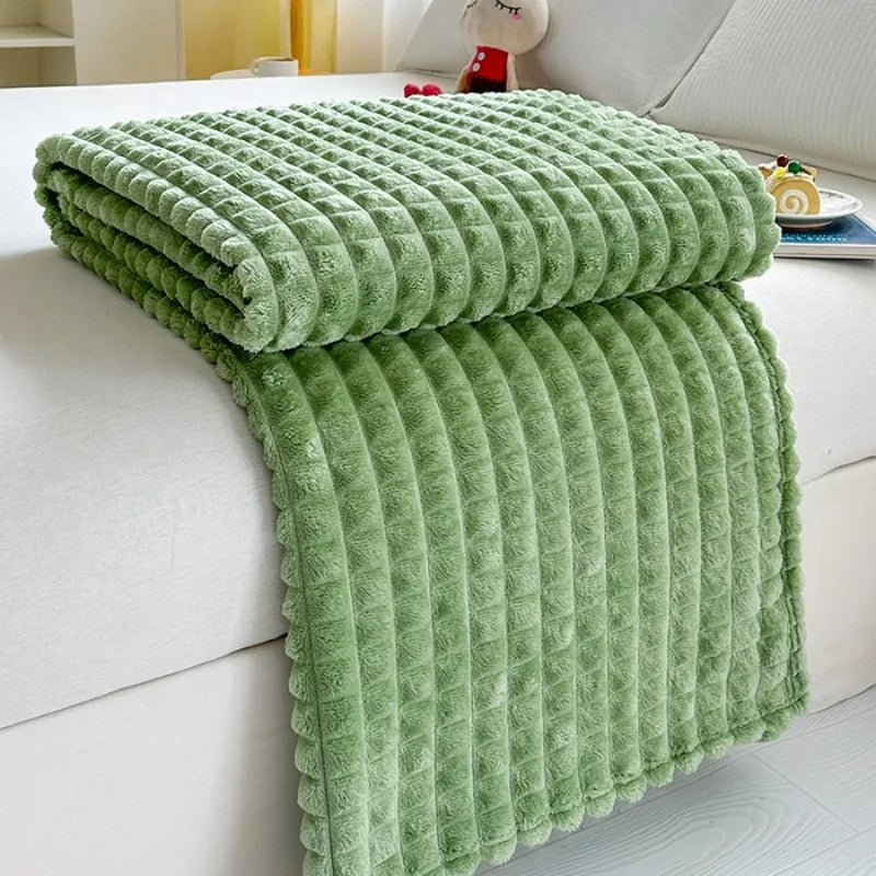 Solid Color Imitation Fur Plaid Flannel