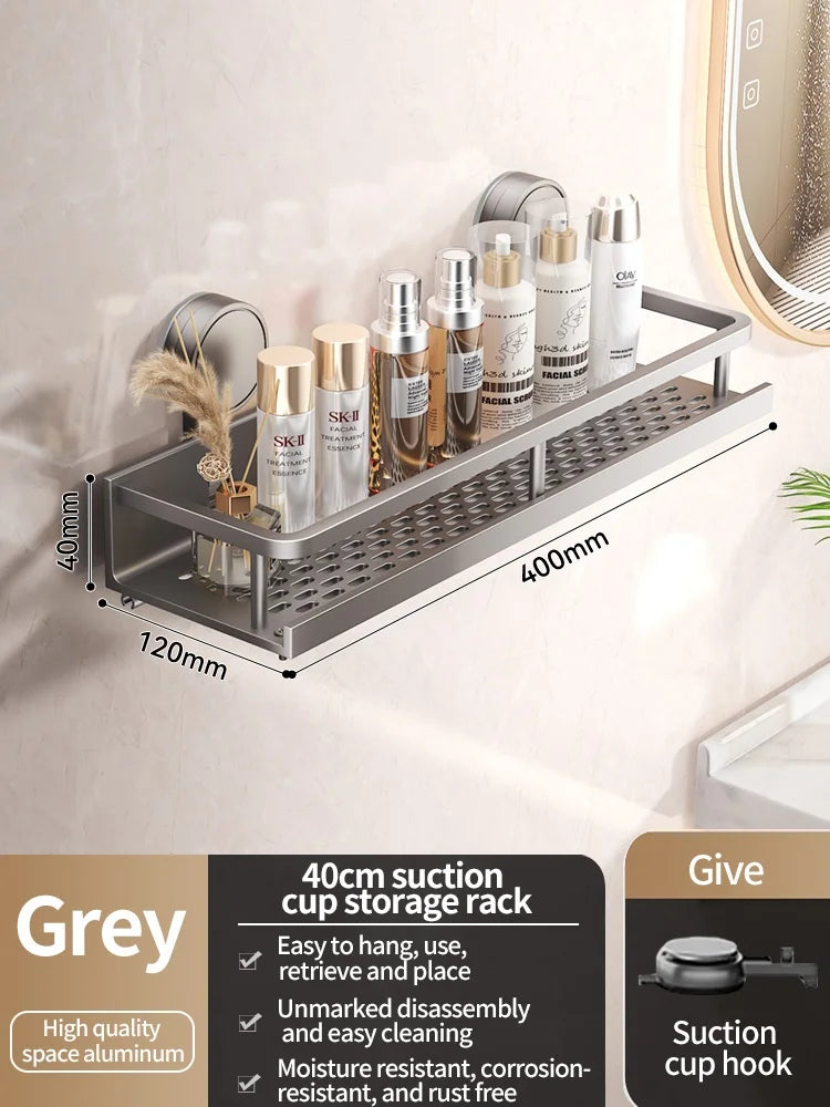 No Drill Suction Cup Bathroom Shelf Organizer