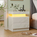 Cubehom LED Nightstands with 2 Drawers, End Table with RGB LED Lights for Bedroom Living Room