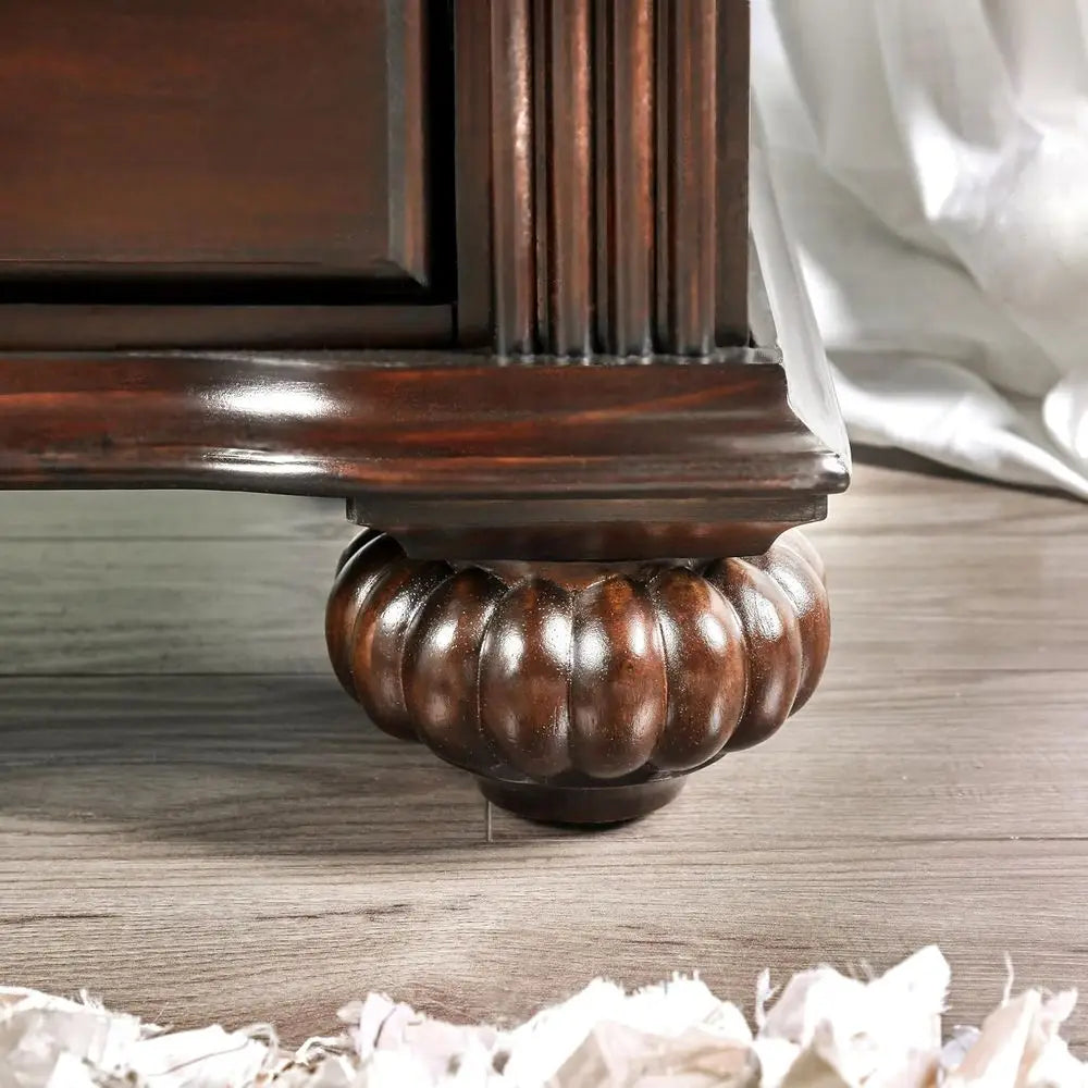 6-Piece Solid Wood Traditional Bedroom Set with Chest, Mirrored Dresser, 2 Nightstands, Requires Box Spring, Queen Size