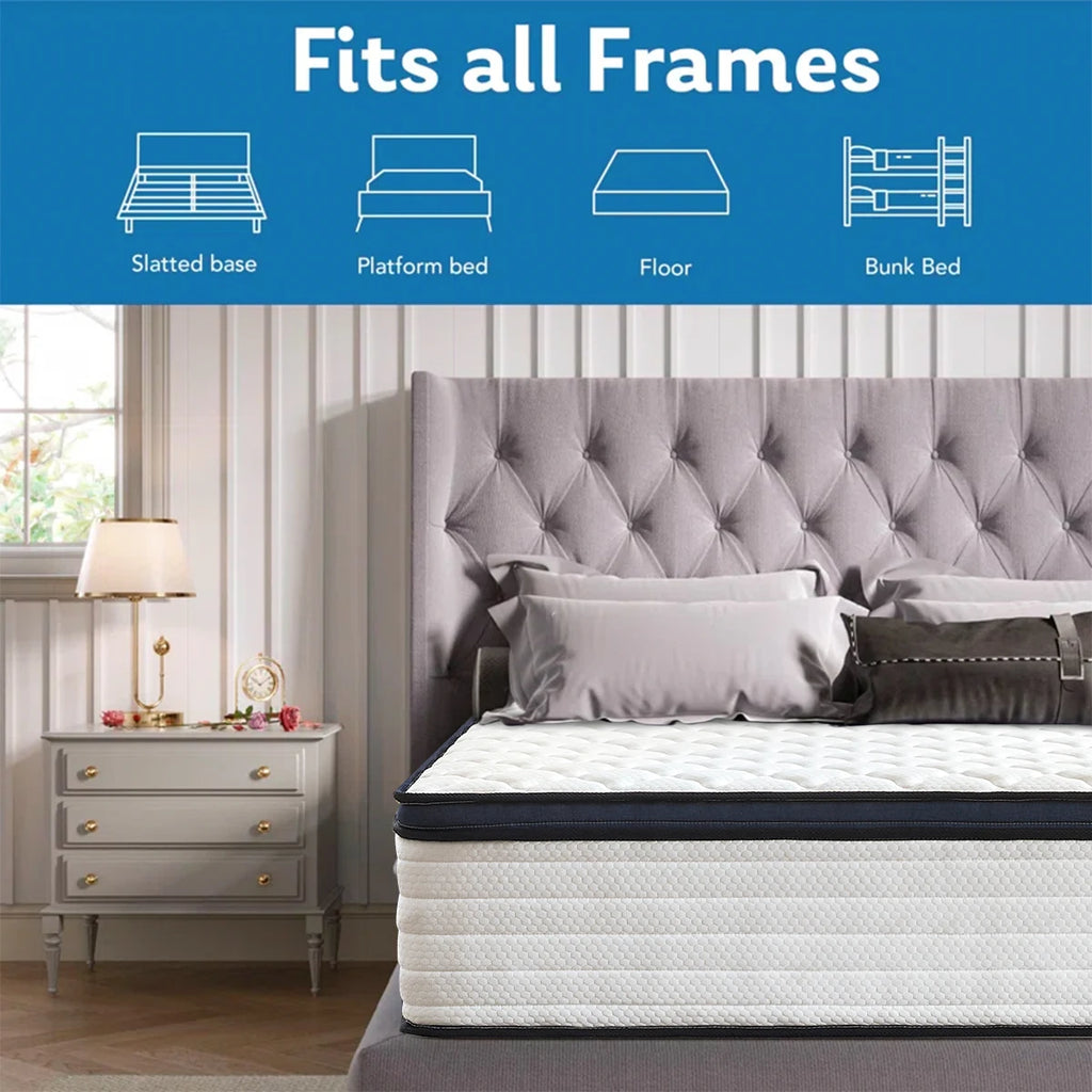 Queen Size Mattress Gel Memory Foam Hybrid Mattress , Pressure Relief, Medium Firm Comfort, Motion Isolation