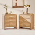 Set of 2, Curved Modern Night Stand with 3-Drawer